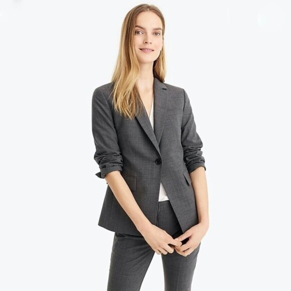 J. Crew Single Button Blazer in Everyday Wool Heather Grey size 24 NWT - Picture 2 of 10